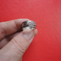 Уникален двоен въртящ сребърен пръстен 925, снимка 2 - Пръстени - 44619625