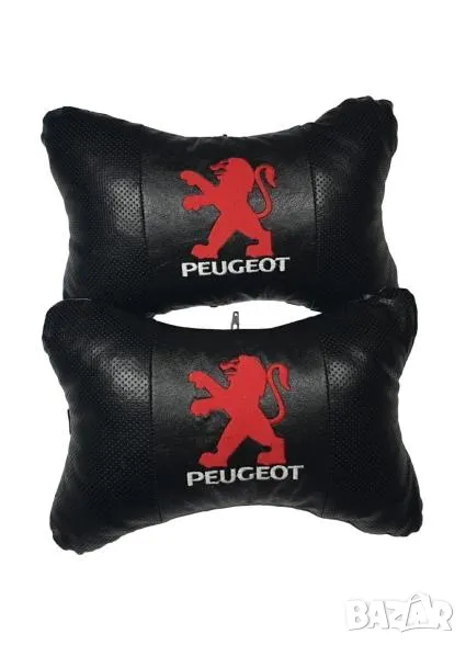 възглавнички за автомобил Пежо PEUGEOT бродирани Кожа 2 броя, снимка 1