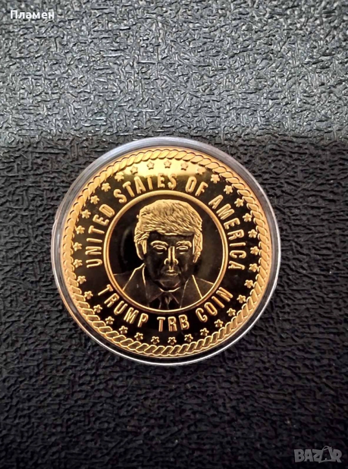 Колекционерска монета на САЩ с Доналд Тръмп и Американското знаме , снимка 1