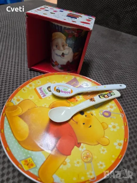 Чиния с Мечо Пух и чаша с Дядо Коледа , снимка 1