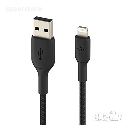 Кабел iPhone Ligtning - USB M/M къс 32см Digital One SP00624 ls-05 iP оплетка, метални букси, снимка 1