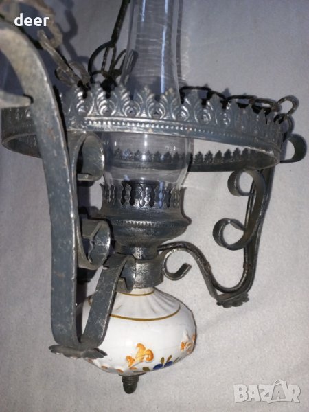 Абажур  от ковано желязо с порцелан, снимка 1