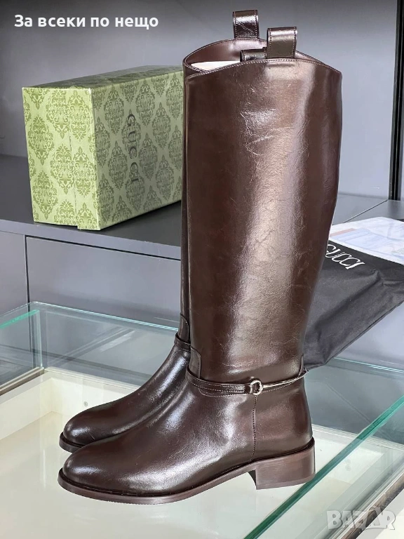 Gucci Дамски Кафеви Зимни Ботуши Гучи Код E1185, снимка 1