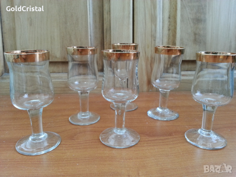 Стъклени чаши чашки златен кант, снимка 1
