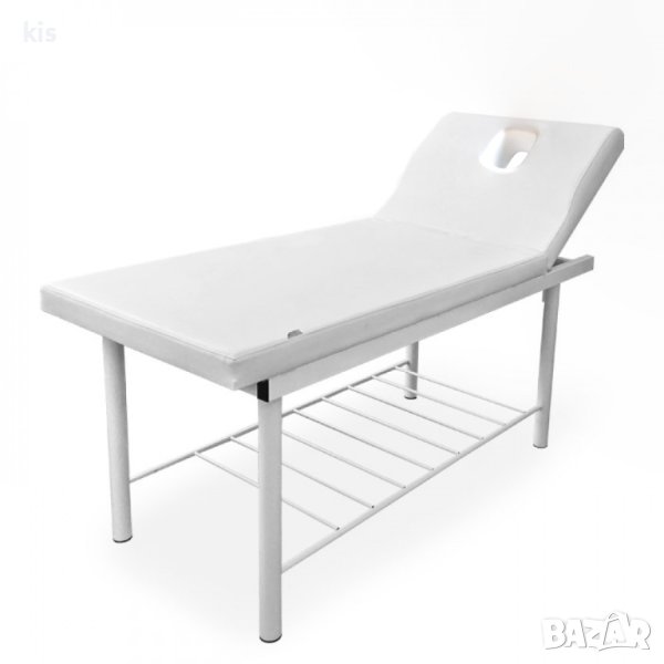 Двусекторно стационарно метално козметично и масажно легло 60/70 см. ширина KL270, Бял, снимка 1