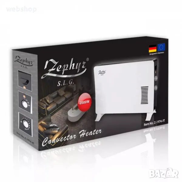 Вентилаторен конвектор ZEPHYR ZP 1974 FT, 2000W, Турбо вентилатор, Термостат, снимка 1