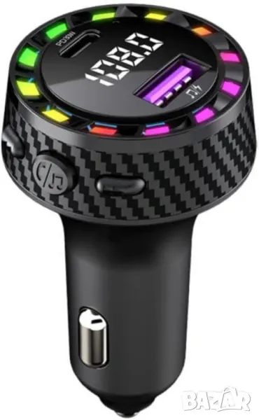 Трансмитер USB зарядно за кола с двоен порт,бързо зареждане,12-24V, снимка 1