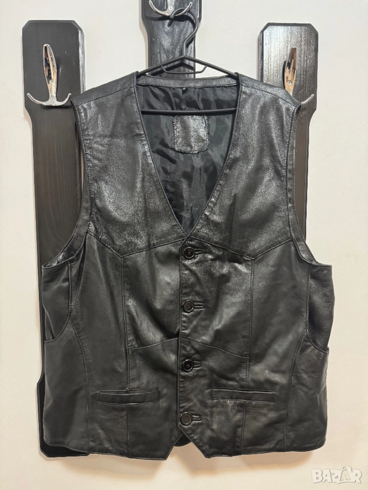 Луксозен мъжки елек, естествена кожа, снимка 1