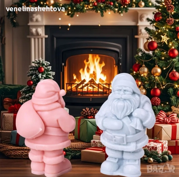 3D Прав дядо Коледа с чувал силиконов молд форма свещи гипс сапун смола фондан шоколад , снимка 1
