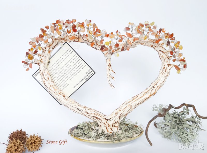 Дръвче Карнеол Сърце, Идея Рожден Ден, Подарък Годишнина, Идея за Подарък Коледа, снимка 1