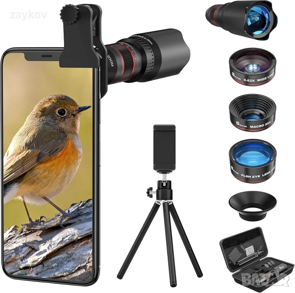 Комплект обективи за телефон Selvim 4 в 1, 22x телеобектив, 235° обектив , снимка 1