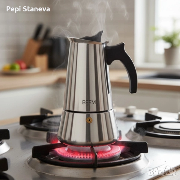  Еспресо кафеварка BEEM Classic Selection – за 4 чаши, неръждаема стомана, снимка 1