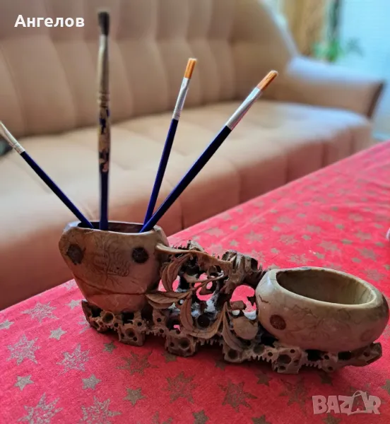 Уникат! ХIХ век!Богата резба върху сапунен камък, снимка 1