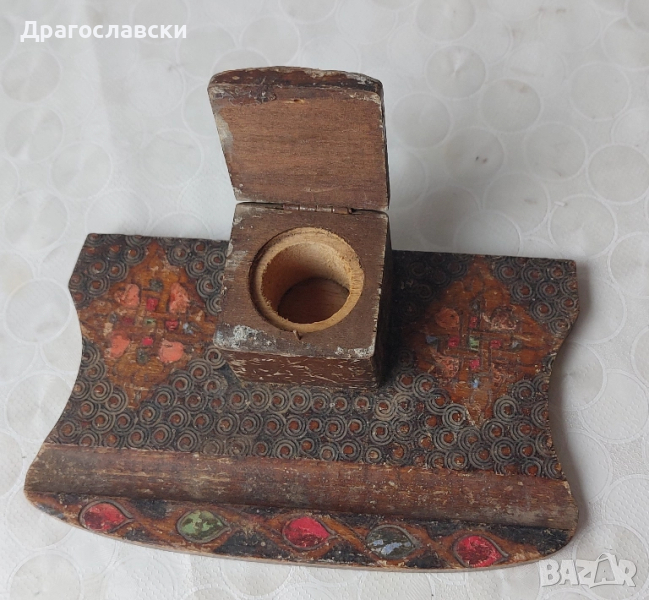 СТАРА дървена МАСТИЛНИЦА и  3 бр. попивателни, попивателна, снимка 1