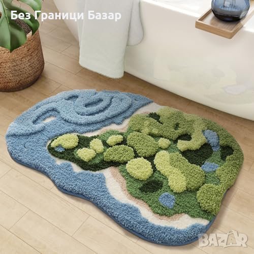 Нов Луксозен Пухкав Килим за Баня Мека Абсорбираща Постелка, снимка 1