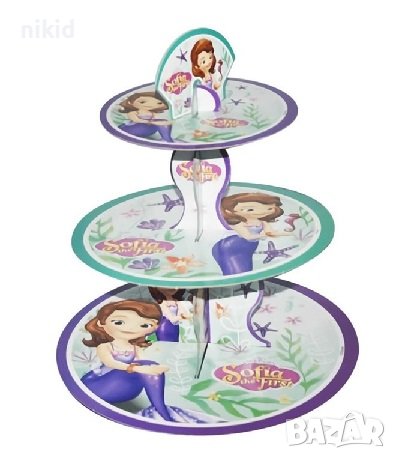 3 етажна Триетажна поставка стойка за мъфини картонена Принцеса София кексчета, снимка 1