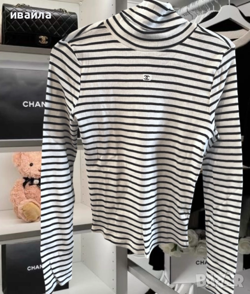 SALE chanel блуза рае поло дълъг ръкав памук шанел, снимка 1