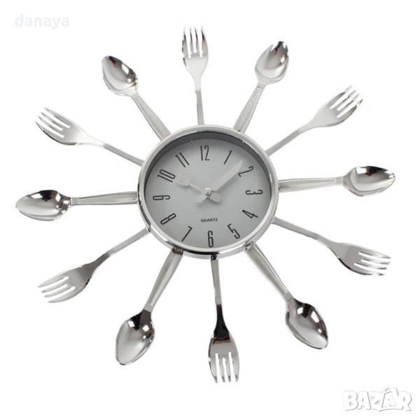 2531 Модерен кухненски часовник вилици и лъжици Декор за кухня, снимка 1