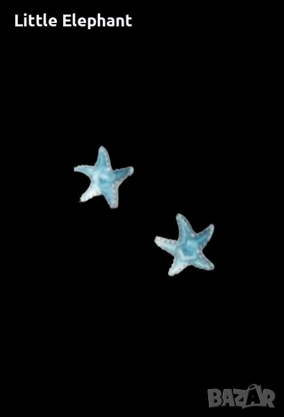Outlet Sale Сребърни обеци starfish,колекция"Pets",blue/нови, снимка 1