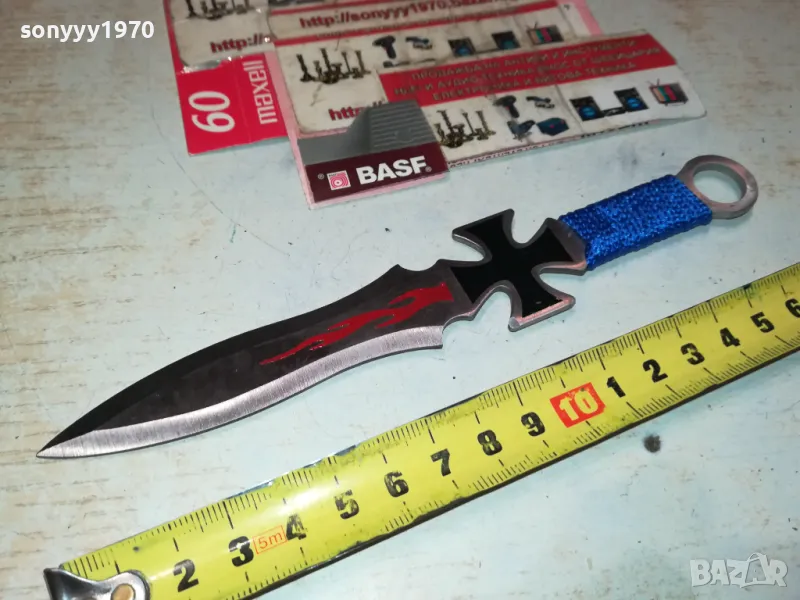 НОЖ С КРЪСТ-СИНЯ ОПЛЕТКА 1203252018, снимка 1