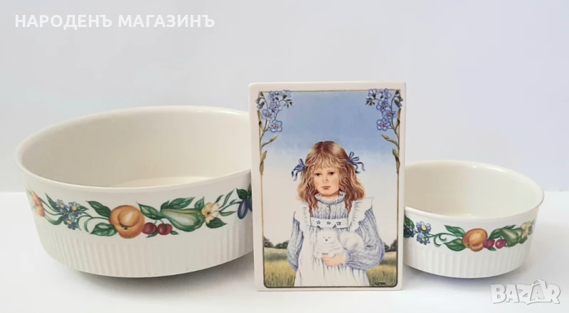 VILLEROY & BOCH - Две порцеланови купи порцелан + подарък порцеланова плоча картина на Вилерой, снимка 1