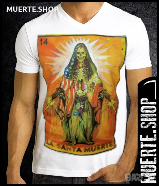 Тениска с щампа LA SANTA MUERTE WAR, снимка 1