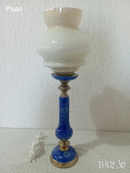 Красива синя порцеланова лампа, снимка 1