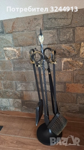 Красив комплект за камина от ковано желязо пет части, снимка 3 - Други стоки за дома - 53270841