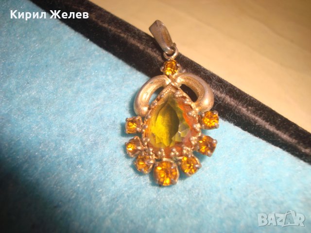 СТАР БРОНЗОВ ПОЗЛАТЕН СКЪПОЦЕНЕН АРТ ДЕКО ПЕНДАНТ с КАМЪНИ ЦИТРИН РЕТРО БИЖУ МЕДАЛЬОН 71351, снимка 5 - Антикварни и старинни предмети - 35664017
