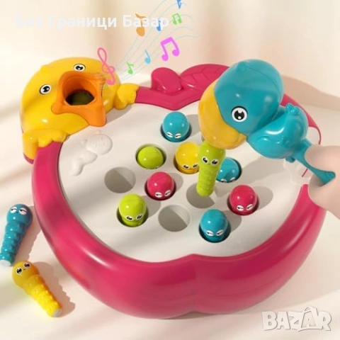 Нова сензорна Образователна магнитна игра с кълвач и червейчета за 2-4 г, снимка 7 - Образователни игри - 53841582