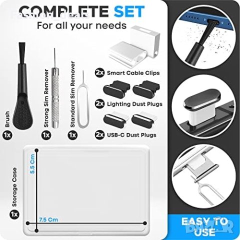 Нов набор от инструменти за SIM карти с Ports Cleaner Usb C Dust Plug, снимка 2 - Друга електроника - 41806734