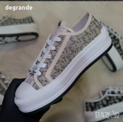 Дамски маратонки Dior Oblique Бежаво, снимка 4 - Маратонки - 51660888