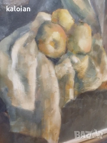 Голяма авторска испанска картина. Масло върху платно каширано на фазер. Подписана. Дървена стара рам, снимка 8 - Антикварни и старинни предмети - 51285800