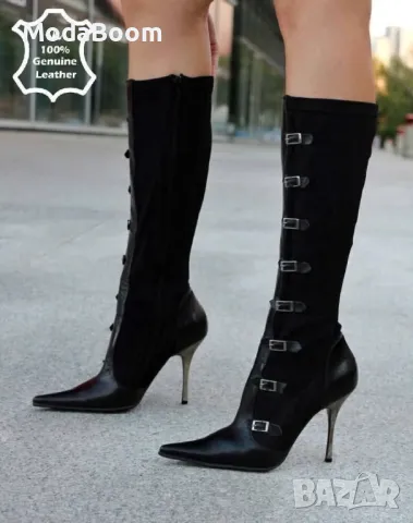 ‼️ НАМАЛЕНИ ‼️ Ботуши на ток - Ест. Кожа