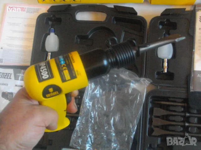 НОВ ПНЕВМАТИЧЕН СЕКАЧ КЪРТАЧ 4500 уд/мин. Пълен комплект с длета DENZEL HP4500, снимка 16 - Други инструменти - 47874278