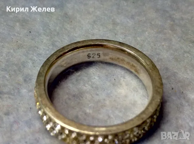 ЕЛЕГАНТЕН СКЪПОЦЕНЕН СРЕБЪРЕН ПРЪСТЕН Тип ХАЛКА СРЕБРО 925 с ИСКРЯЩИ ФАСЕТИРАНИ ЦИРКОНИ 39293, снимка 2 - Пръстени - 50023657