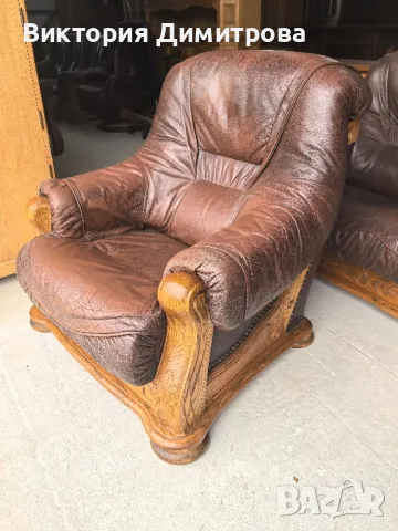 Комплект: Триместен диван + 2 фотьойла , снимка 4 - Дивани и мека мебел - 49691067