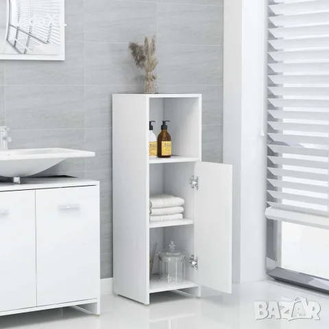 vidaXL Шкаф за баня, бял, 30x30x95 см, инженерно дърво, снимка 3 - Шкафове - 56147717