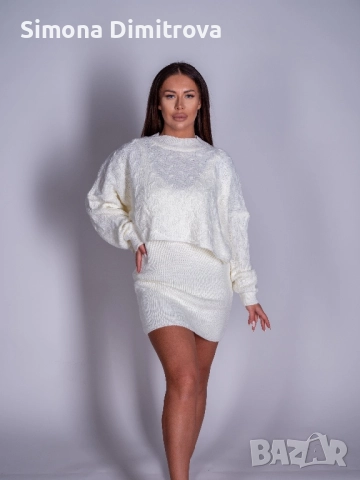 Плетена рокля с пуловер- бяло-Katia