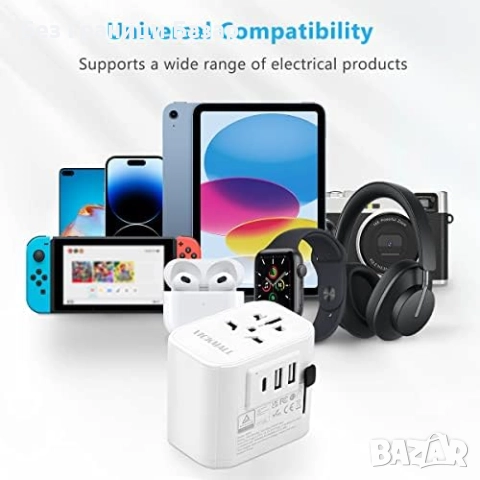 Нов Универсален адаптер за пътуване с USB и Type-C – UK EU US AU, снимка 4 - Друга електроника - 51577852