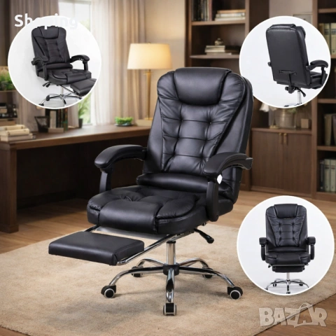 Ергономичен въртящ се офис стол с масаж и поставка за крака, снимка 7 - Столове - 53270046