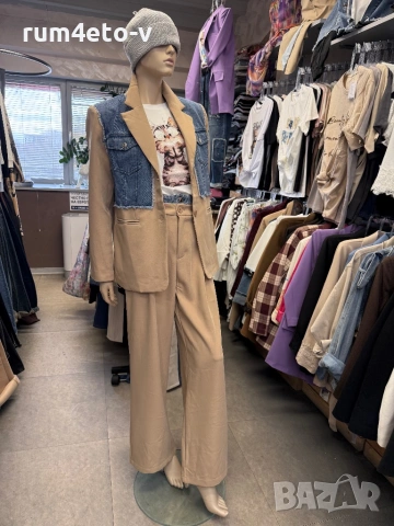 Комплект от сако с деним и панталон 