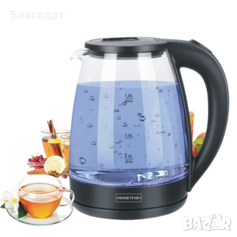 Електрическа кана Homestar с мощност 1500W и капацитет 1,8 литра, снимка 2 - Кани - 52502139