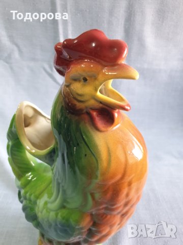 Порцеланова кана,лейка ,съд с форма на петел, снимка 5 - Антикварни и старинни предмети - 42142281