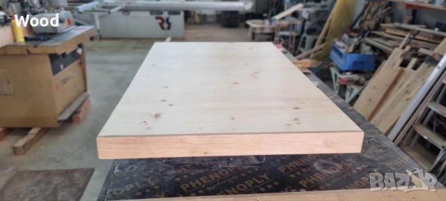 Премиум дървена накладка за маса 140x70 см — бор с дъбово покритие, снимка 4 - Маси - 53808478