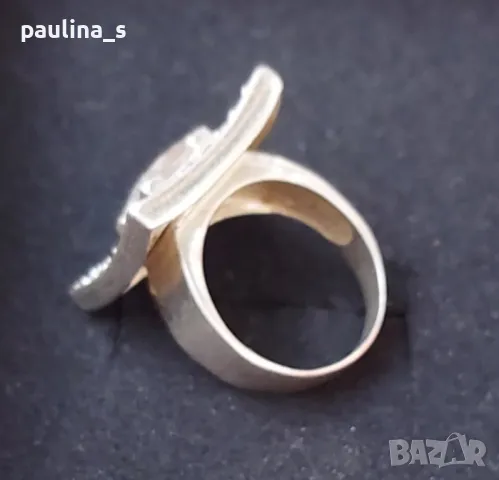 Винтидж / Масивен сребърен пръстен с Фианит и циркони / проба 925 Житен клас , снимка 7 - Пръстени - 48813818