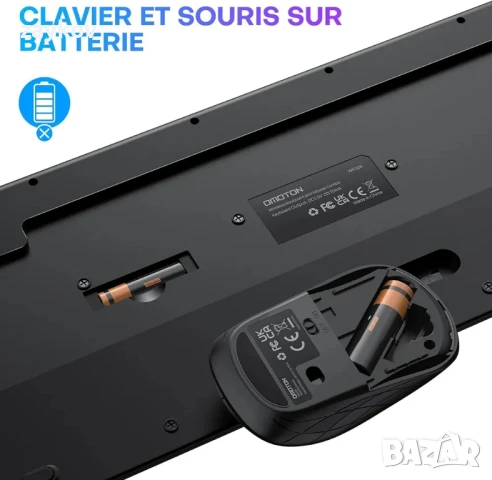 OMOTON AZERTY Безжична клавиатура, пълна ергономична клавиатура, снимка 6 - Клавиатури и мишки - 50607762