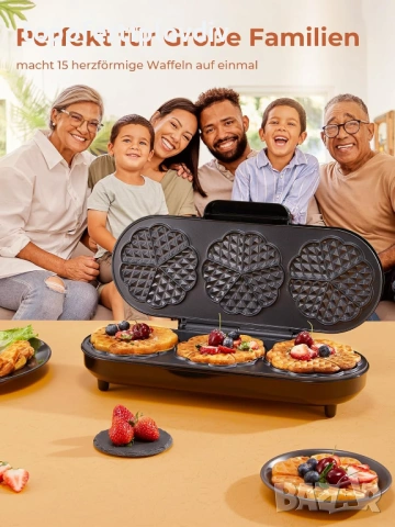 Гофретник FOHERE King Size Waffle Iron,Гаранция, снимка 2 - Гофретници - 53823618