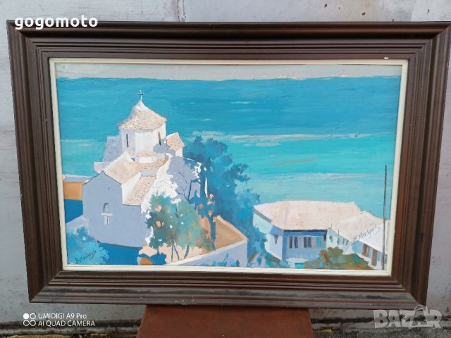 Стара картина, подписана от двама автори, морски пейзаж, снимка 3 - Антикварни и старинни предмети - 35923421