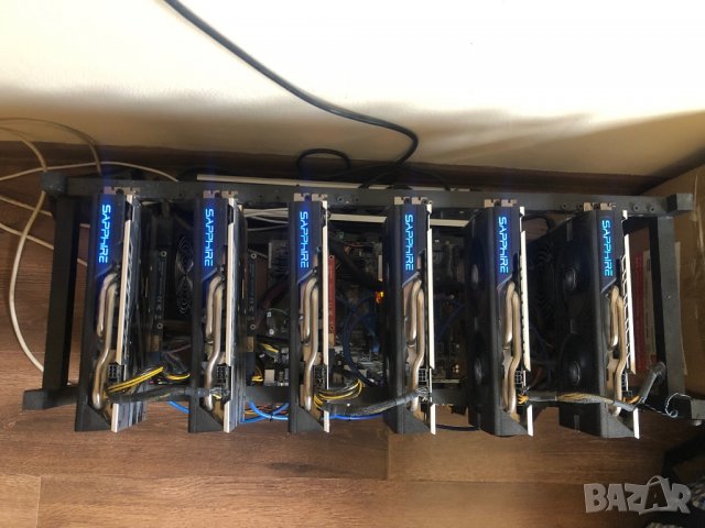 Продавам криптокопачка с риг rig 6 карти Sapphire nitro, снимка 1